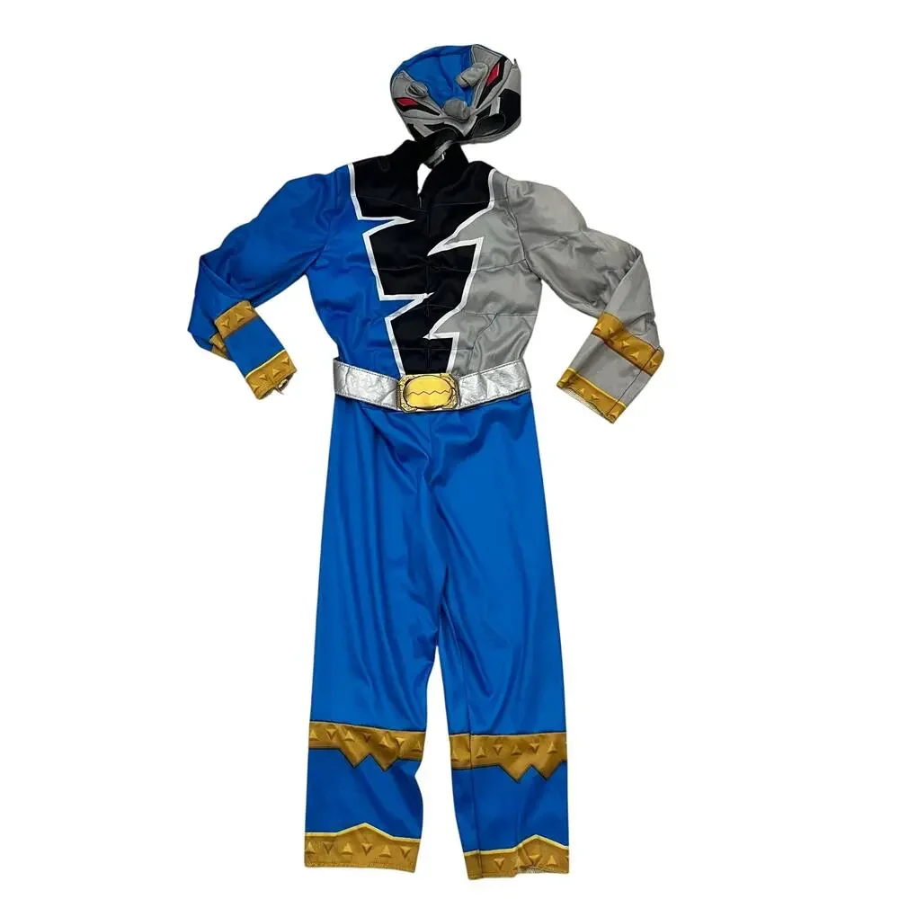 Disguise Power Rangers Dino Fury Blue Ranger Muscle Costume Kids Size Small 4-6